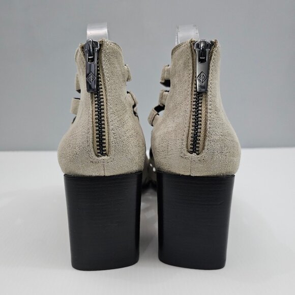 NEW Donald Pliner Pixee Sandal Womens 9.5 Pewter Metallic Leather Cutout Heel - Picture 8 of 15